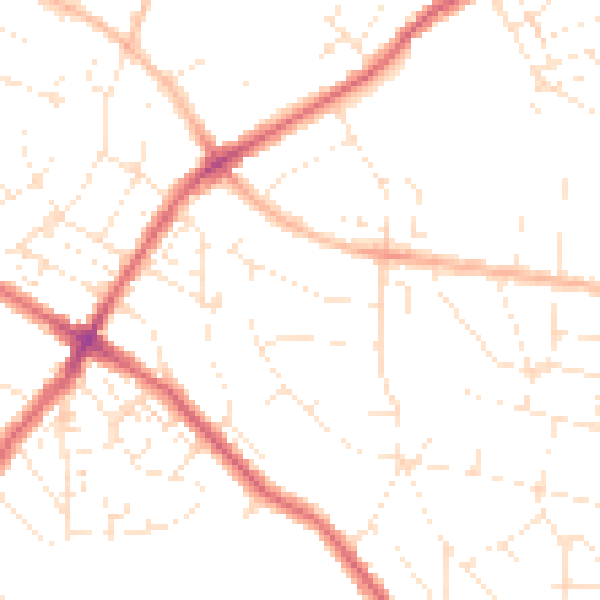 Daytime road noise heatmap for BS7 8JN