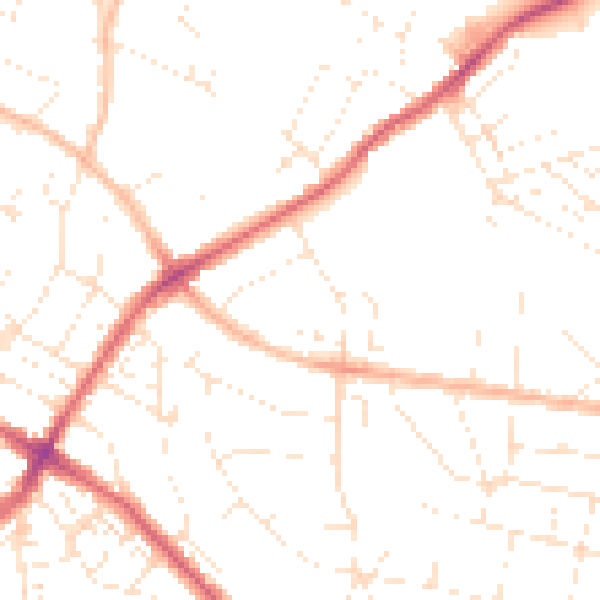 Daytime road noise heatmap for BS7 8JS