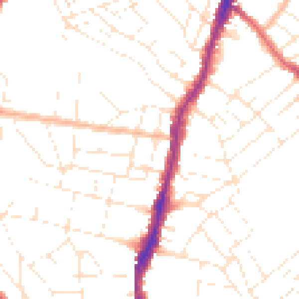 Daytime road noise heatmap for BS7 8PY