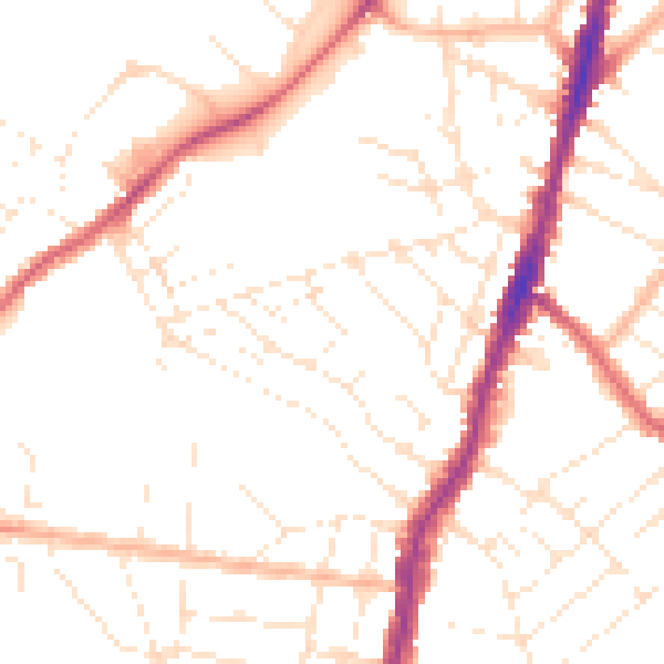 Daytime road noise heatmap for BS7 8RB