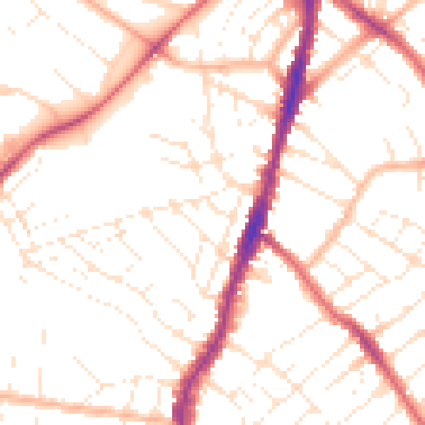 Daytime road noise heatmap for BS7 8RJ