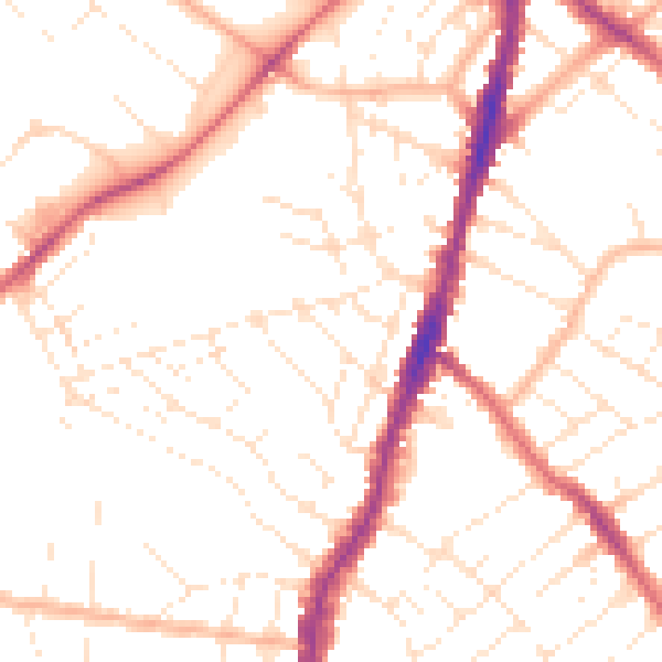 Daytime road noise heatmap for BS7 8RN