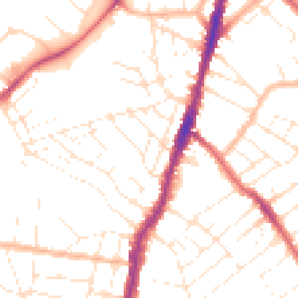 Daytime road noise heatmap for BS7 8RP