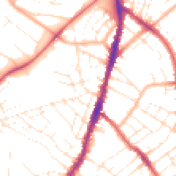 Daytime road noise heatmap for BS7 8SA