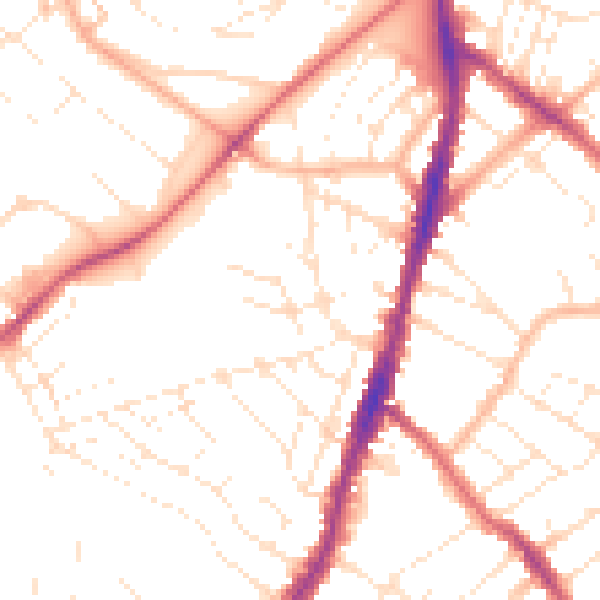 Daytime road noise heatmap for BS7 8SG