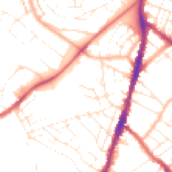 Daytime road noise heatmap for BS7 8SH