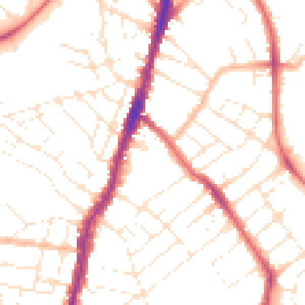Daytime road noise heatmap for BS7 8TL