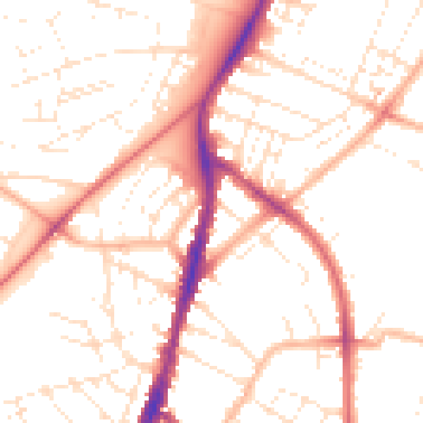 Daytime road noise heatmap for BS7 8UG