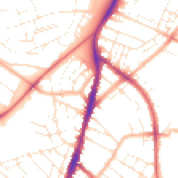 Daytime road noise heatmap for BS7 8UH