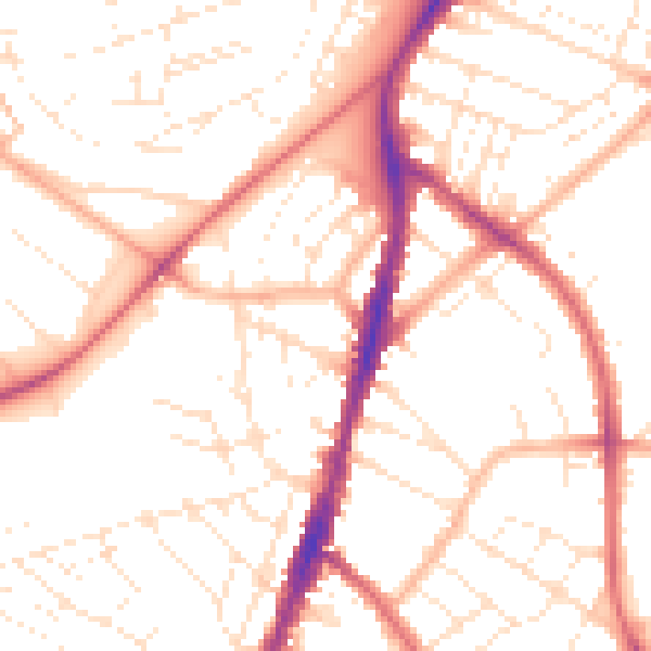 Daytime road noise heatmap for BS7 8UW