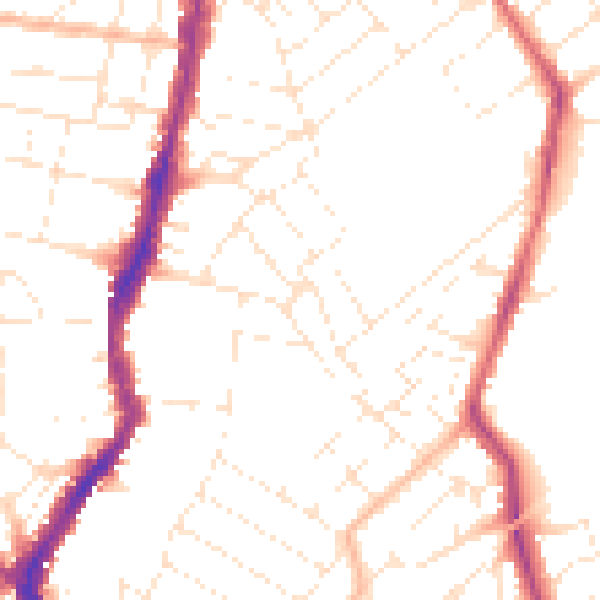 Daytime road noise heatmap for BS7 9AF