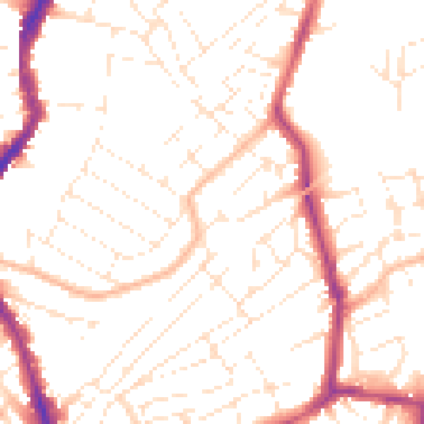 Daytime road noise heatmap for BS7 9AU