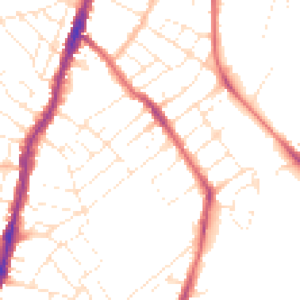 Daytime road noise heatmap for BS7 9ET