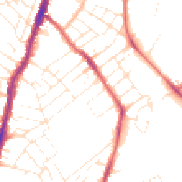 Daytime road noise heatmap for BS7 9EU