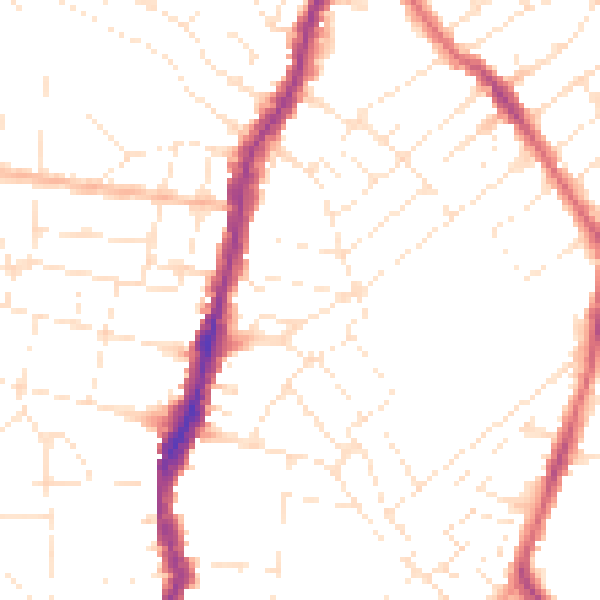 Daytime road noise heatmap for BS7 9EW