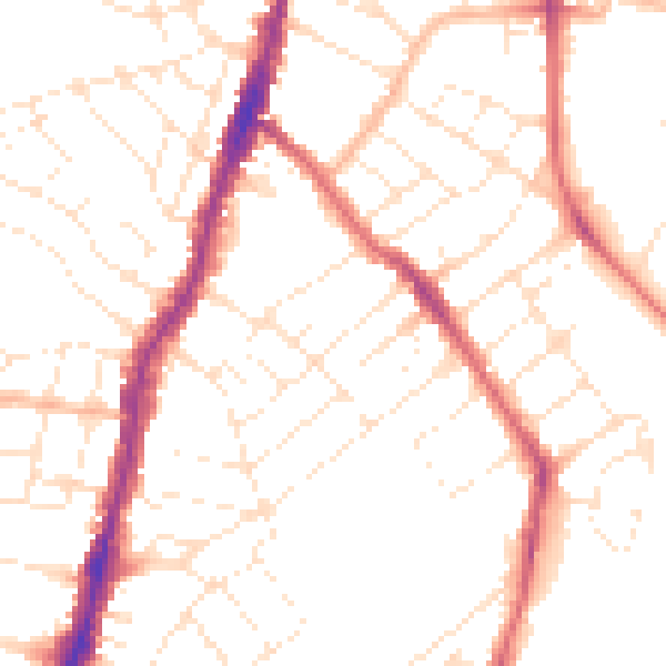 Daytime road noise heatmap for BS7 9HD