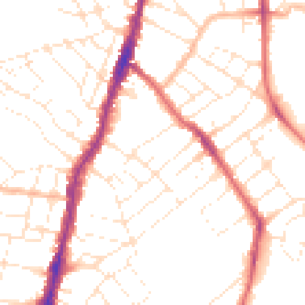 Daytime road noise heatmap for BS7 9HL