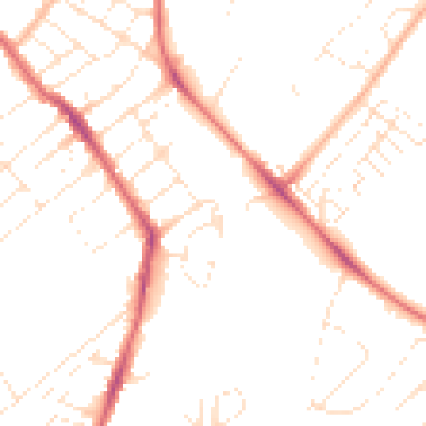 Daytime road noise heatmap for BS7 9LB