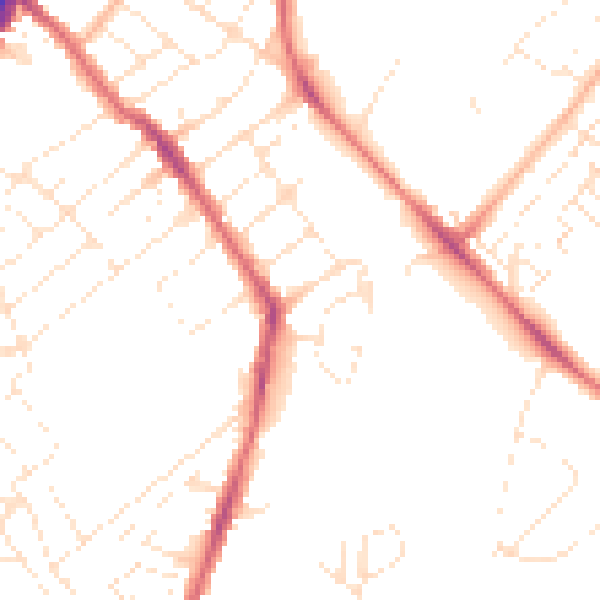 Daytime road noise heatmap for BS7 9LD