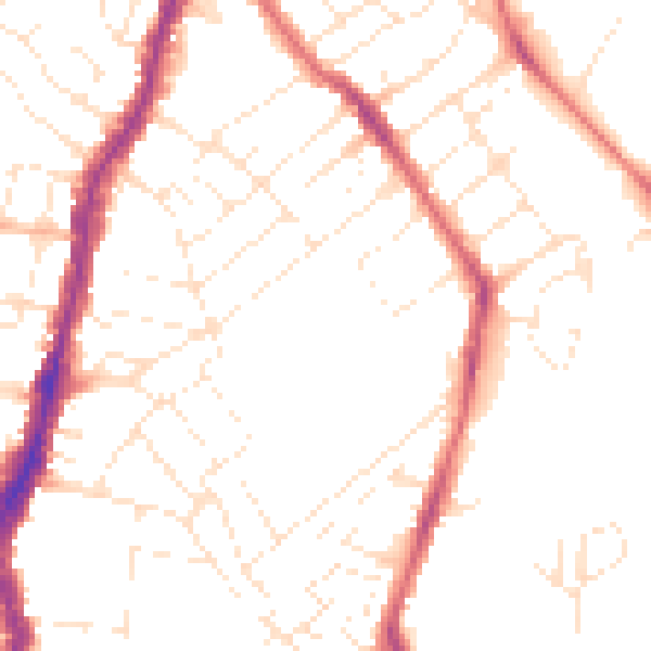 Daytime road noise heatmap for BS7 9LR