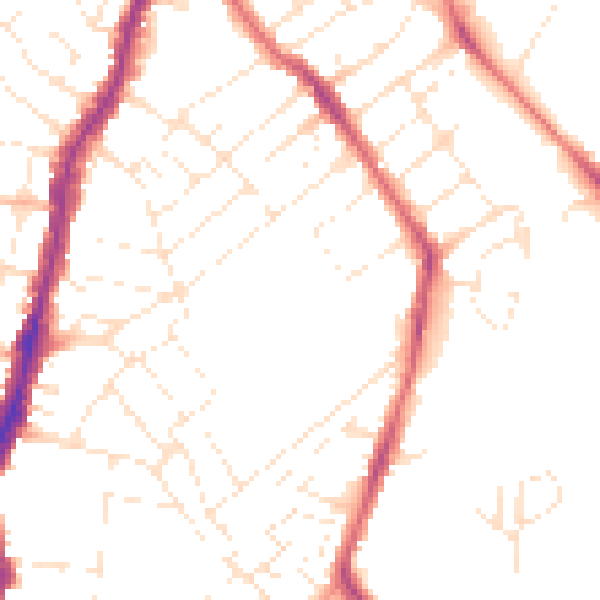Daytime road noise heatmap for BS7 9LS