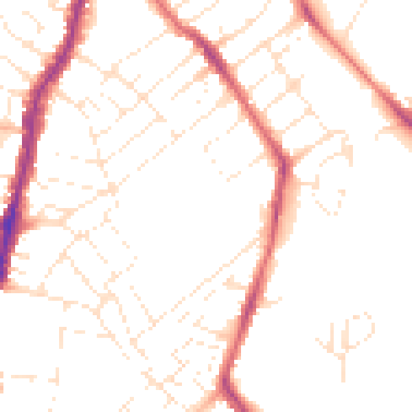 Daytime road noise heatmap for BS7 9LT
