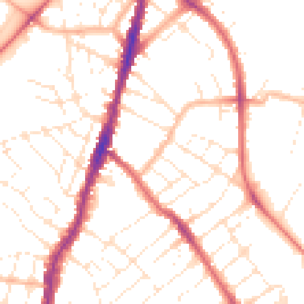 Daytime road noise heatmap for BS7 9PD