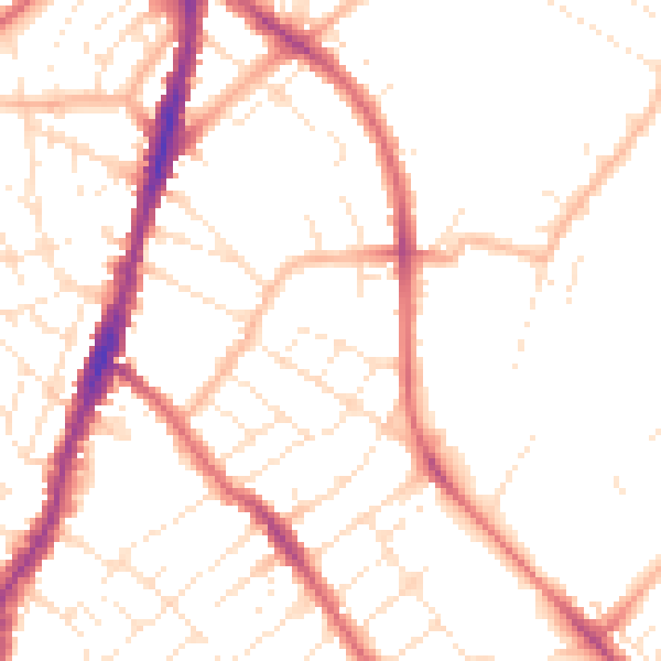 Daytime road noise heatmap for BS7 9QZ