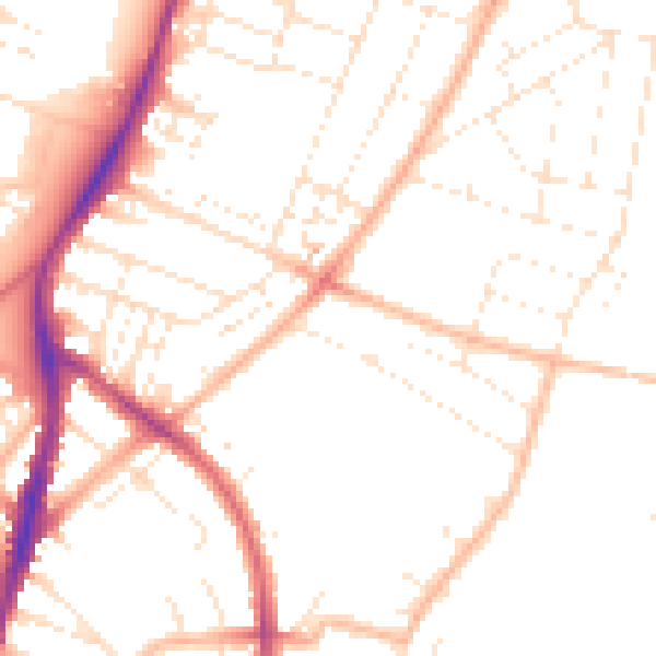 Daytime road noise heatmap for BS7 9SA