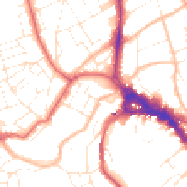 Daytime road noise heatmap for BS8 1AS