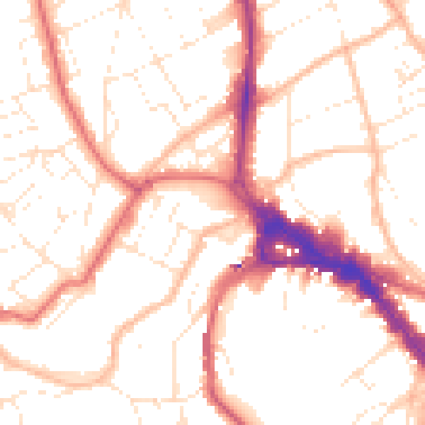 Daytime road noise heatmap for BS8 1AT