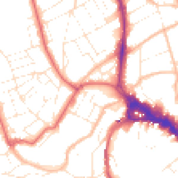 Daytime road noise heatmap for BS8 1BA