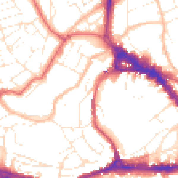 Daytime road noise heatmap for BS8 1BT