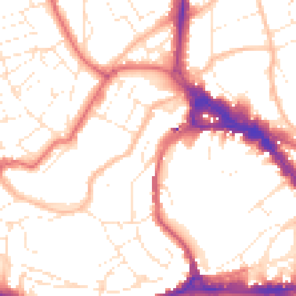 Daytime road noise heatmap for BS8 1BY