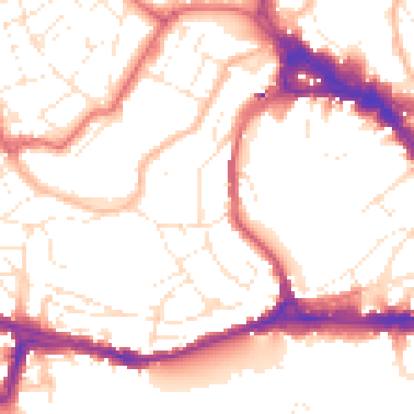 Daytime road noise heatmap for BS8 1DA