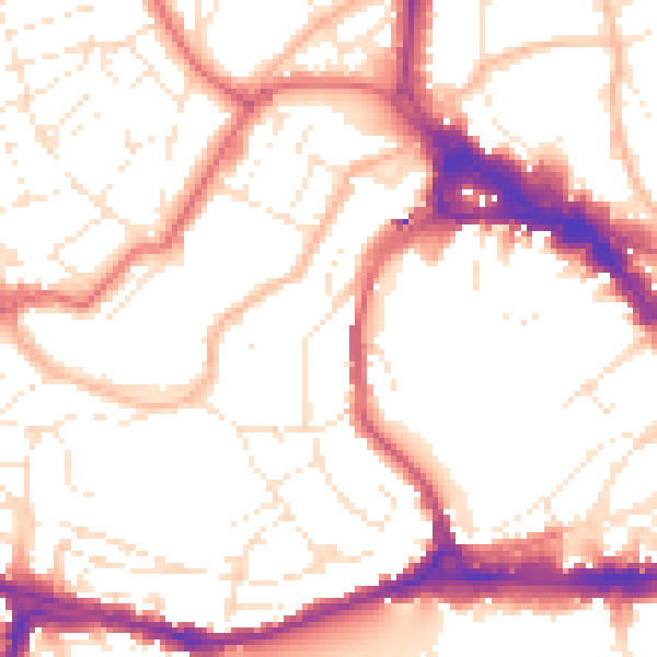 Daytime road noise heatmap for BS8 1DD