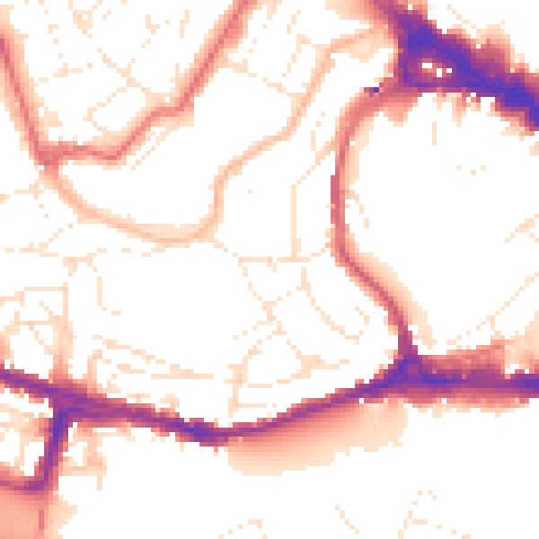 Daytime road noise heatmap for BS8 1DF