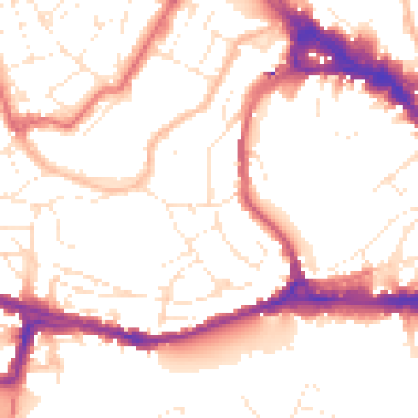 Daytime road noise heatmap for BS8 1DG