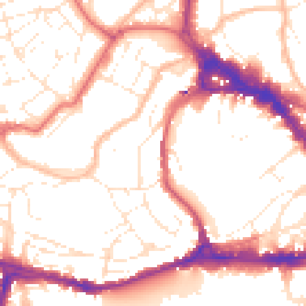 Daytime road noise heatmap for BS8 1DH