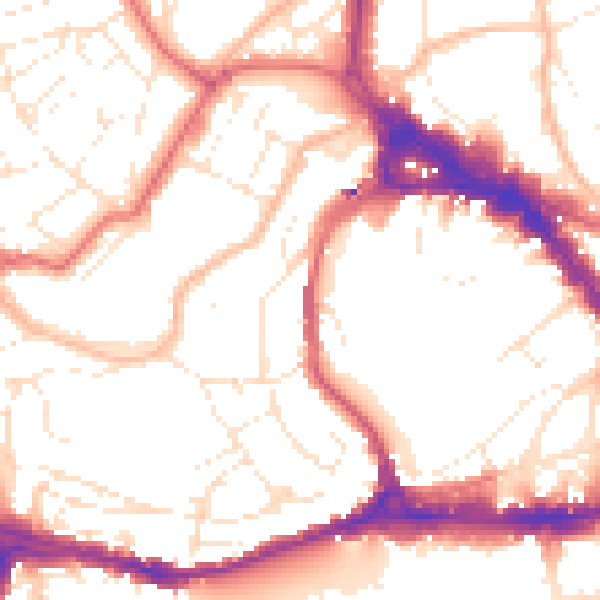 Daytime road noise heatmap for BS8 1DJ