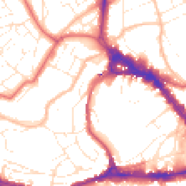Daytime road noise heatmap for BS8 1DN