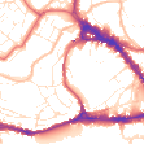 Daytime road noise heatmap for BS8 1DP