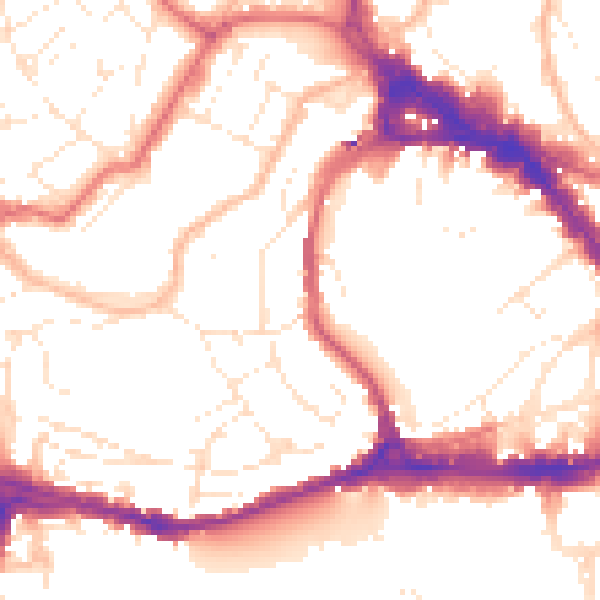 Daytime road noise heatmap for BS8 1DQ