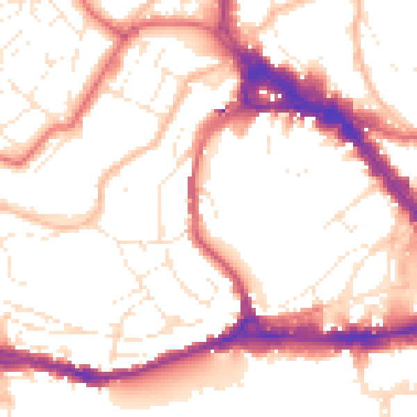 Daytime road noise heatmap for BS8 1DW