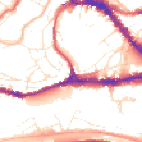 Daytime road noise heatmap for BS8 1DY