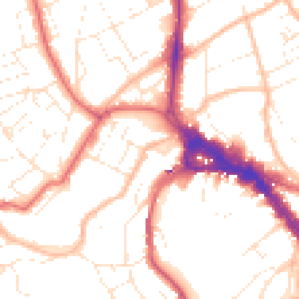 Daytime road noise heatmap for BS8 1JN