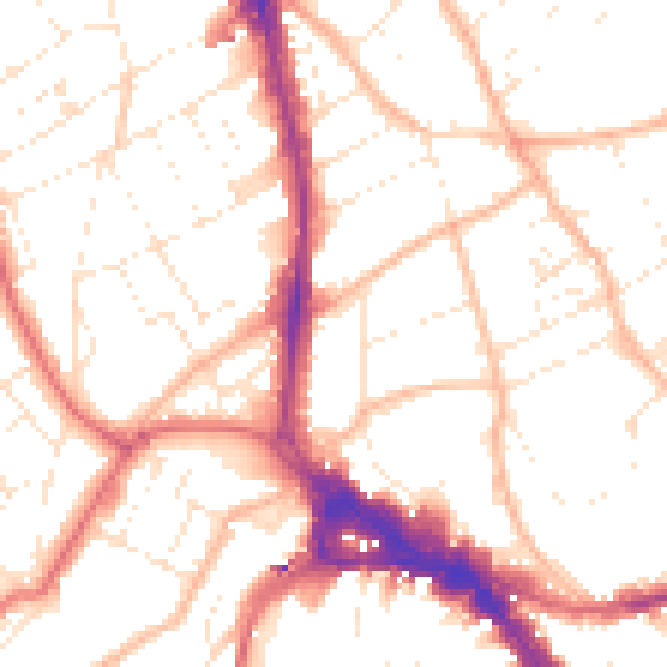 Daytime road noise heatmap for BS8 1PG