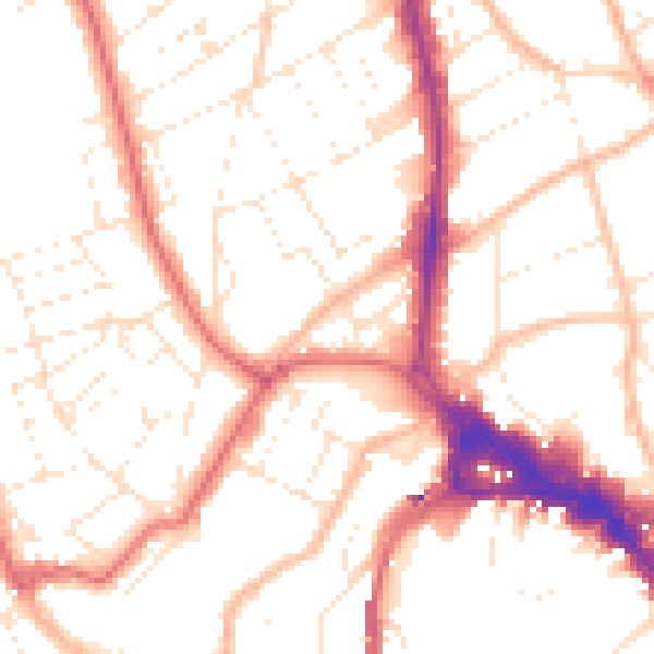 Daytime road noise heatmap for BS8 1RY