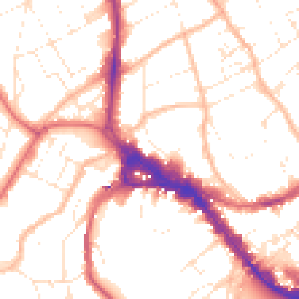 Daytime road noise heatmap for BS8 1SL