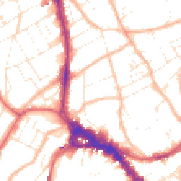 Daytime road noise heatmap for BS8 1TX